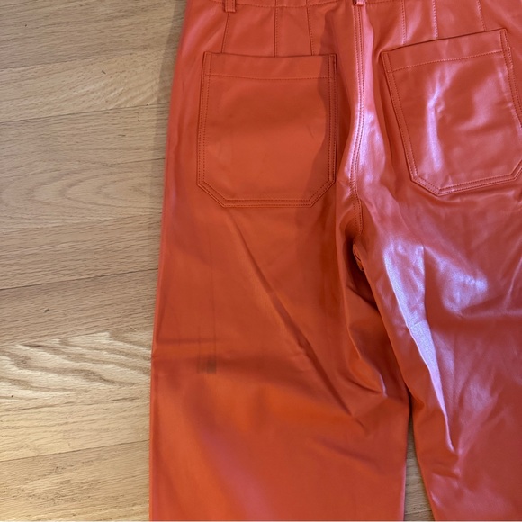 Maeve (by Anthropologie) Colette Crop Wide-Leg Pants in Orange Faux Leather - Picture 6 of 6